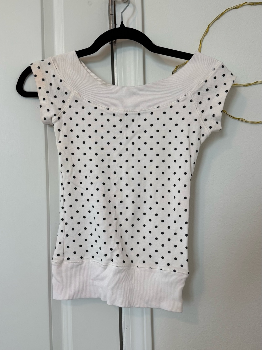 John Galt (Brandy) polka dot off the shoulder top